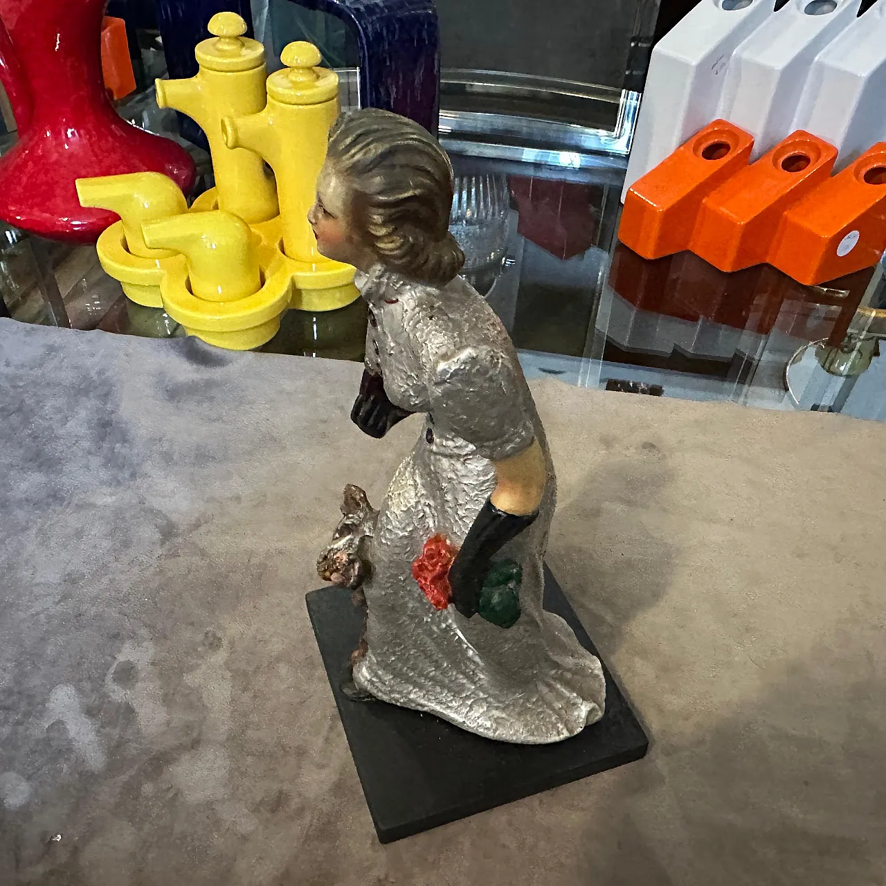Ceramic figurine by Mollica, Woman with Fox Terrier, 1940s 7