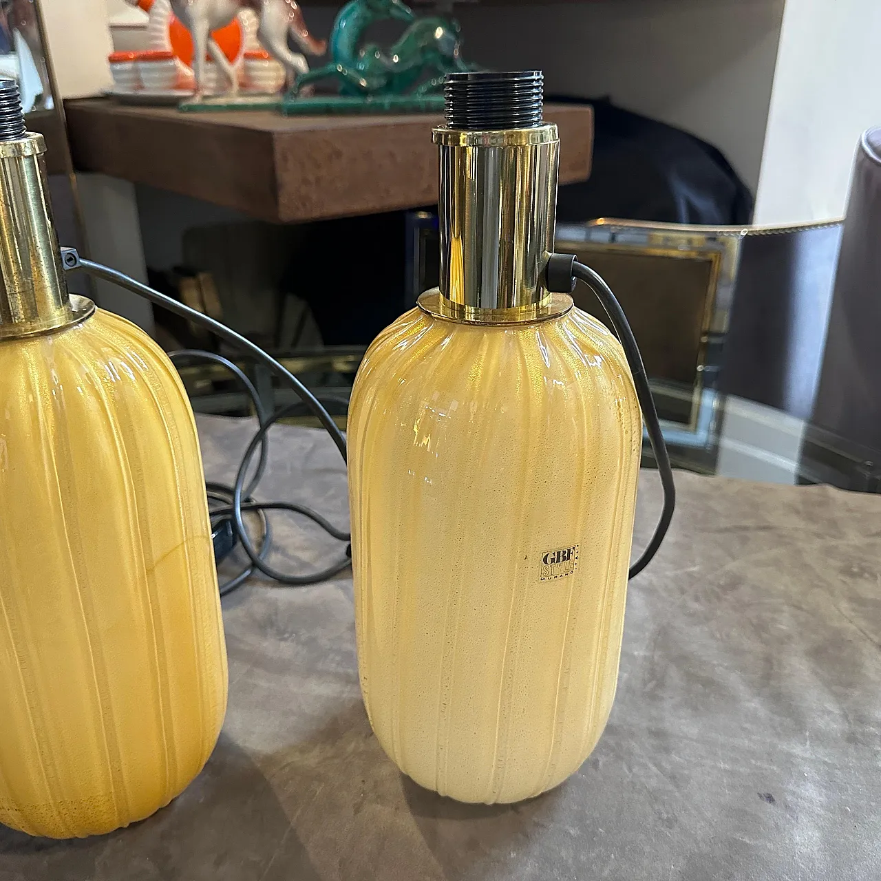 Pair of Murano glass table lamps by Signoretti Murano, 1980s 7