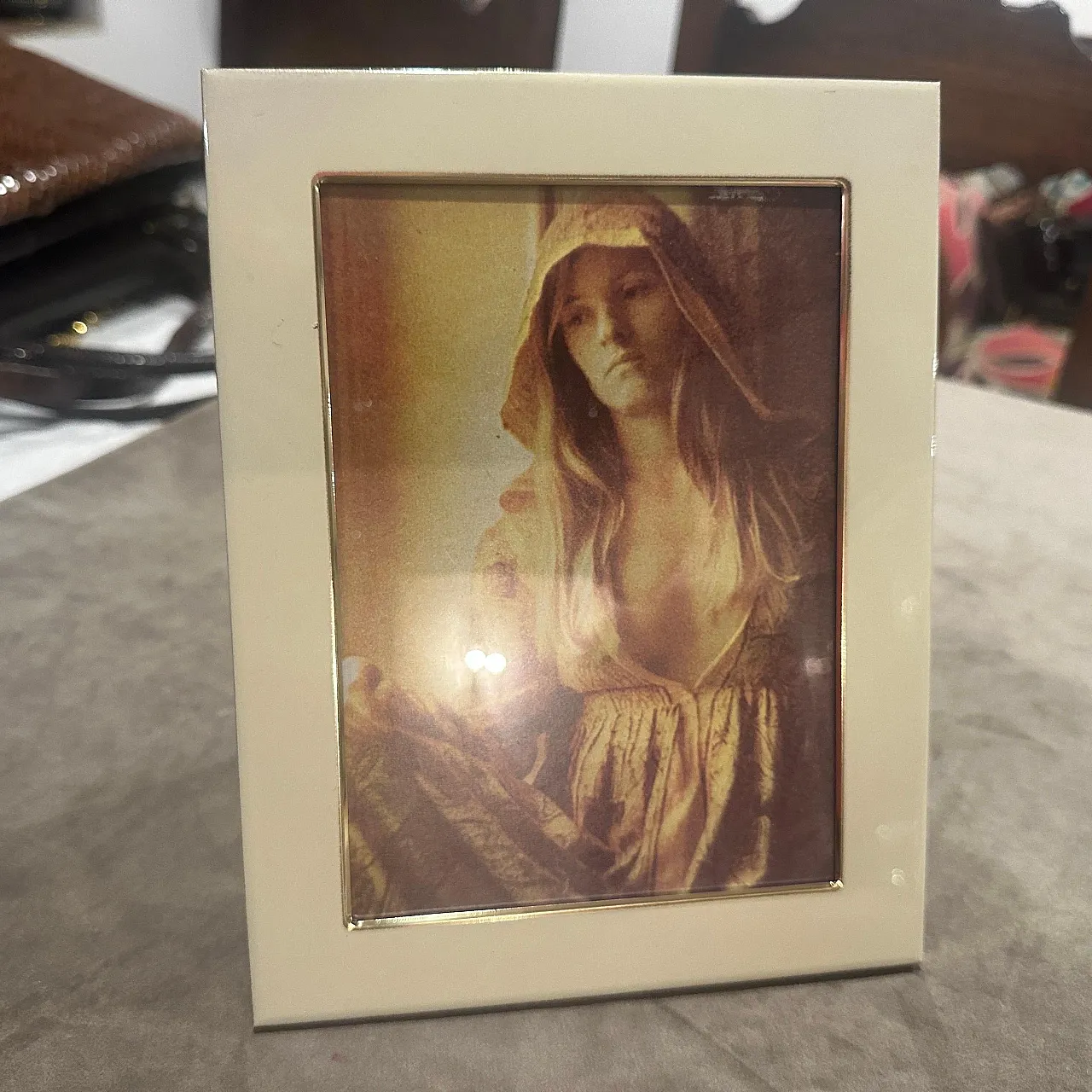 Brass and cream lacquered metal picture frame, 1970s 11