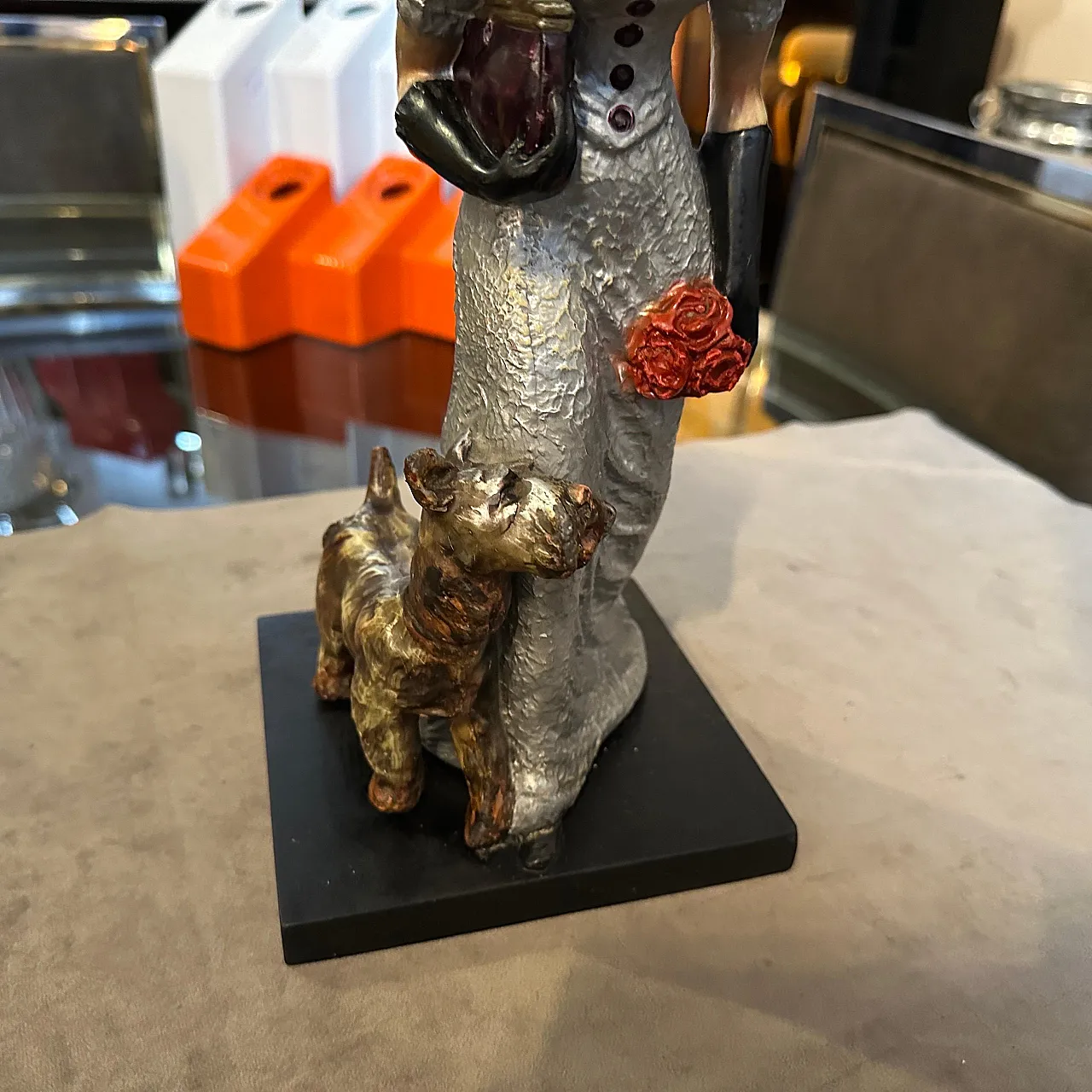 Ceramic figurine by Mollica, Woman with Fox Terrier, 1940s 15