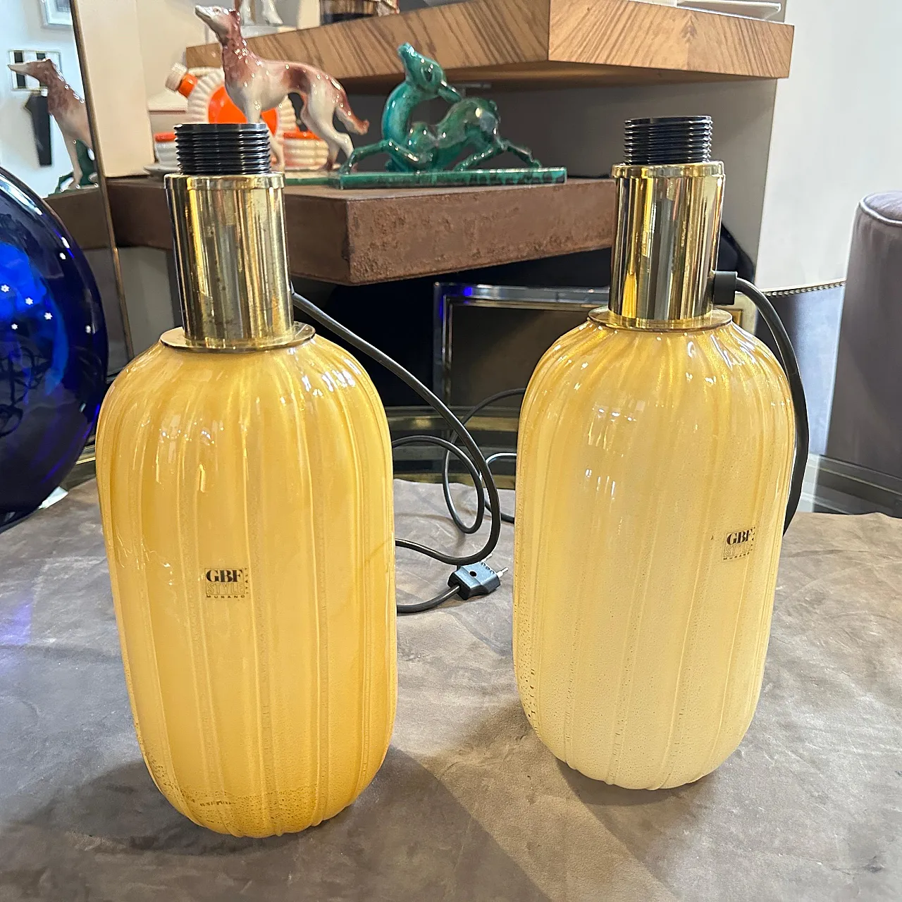 Pair of Murano glass table lamps by Signoretti Murano, 1980s 16