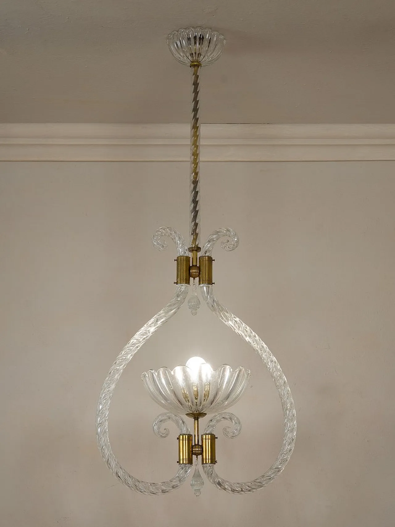 Art Deco Murano glass pendant light by Ercole Barovier, 1930s 1