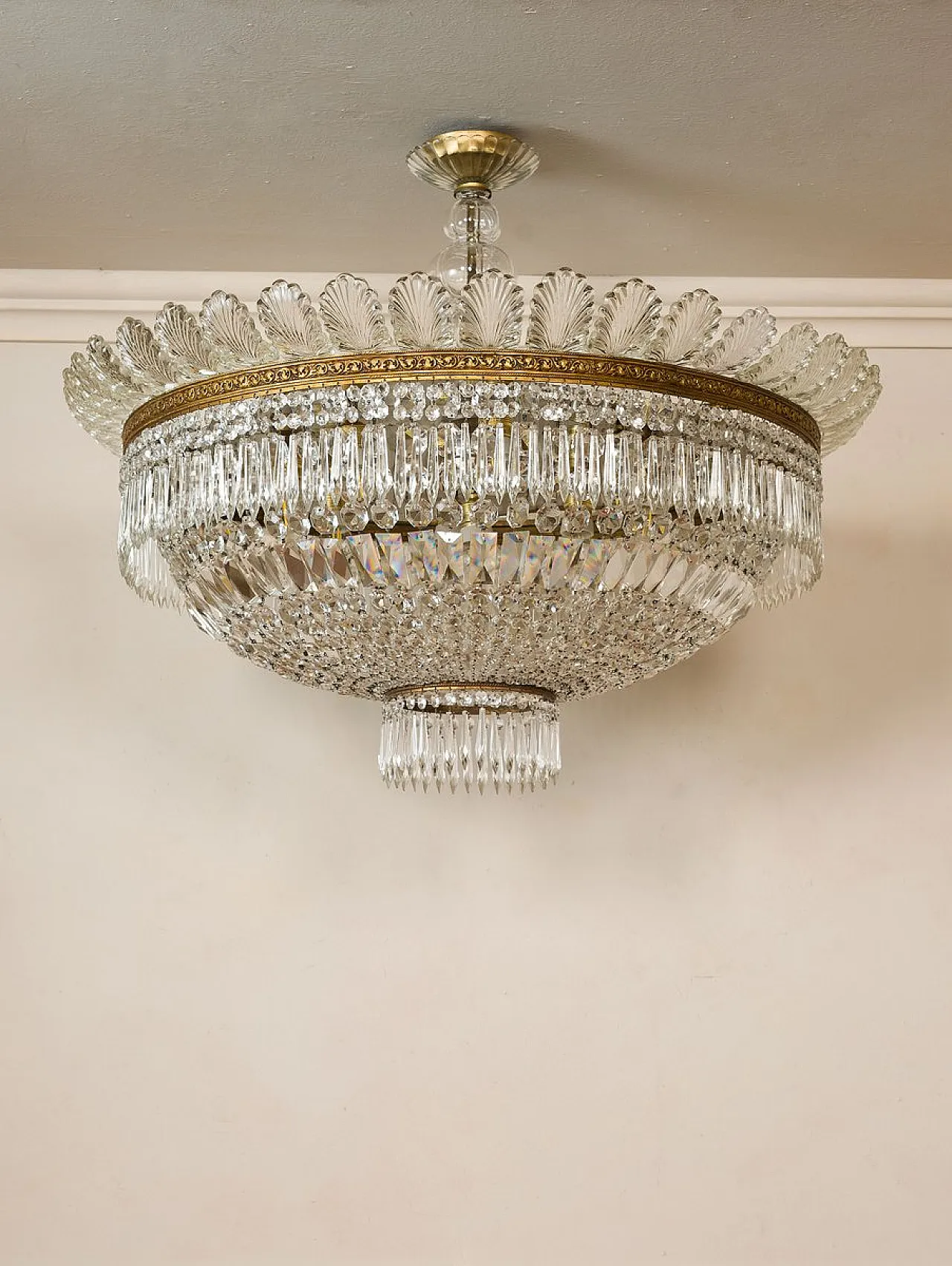 Bohemian crystal ceiling light, 1940s 3