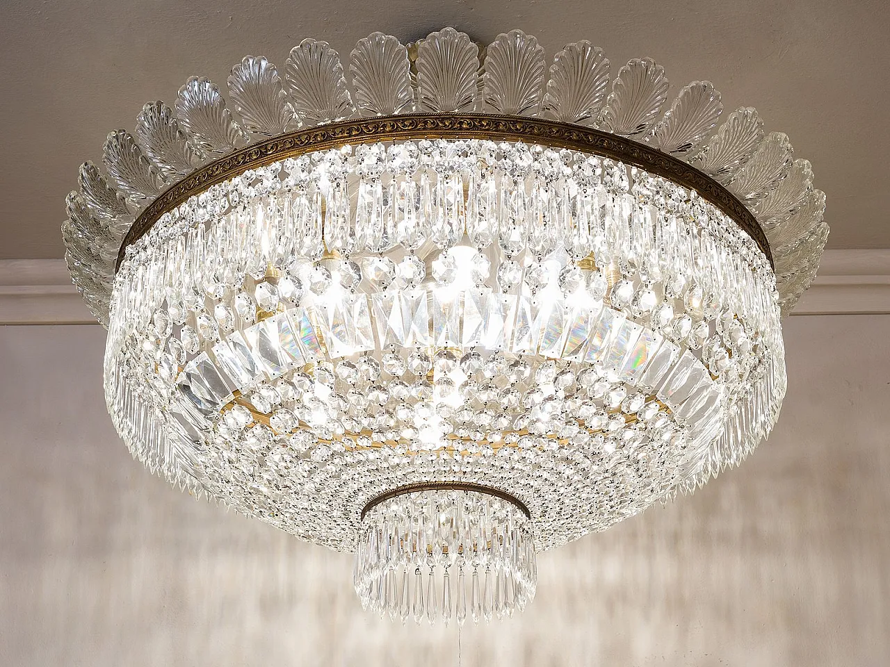 Bohemian crystal ceiling light, 1940s 4