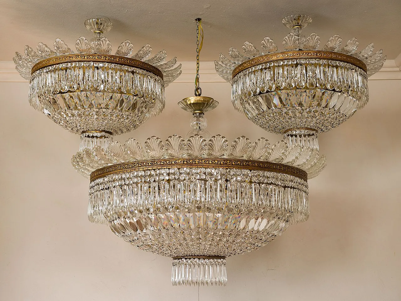 Bohemian crystal ceiling light, 1940s 5