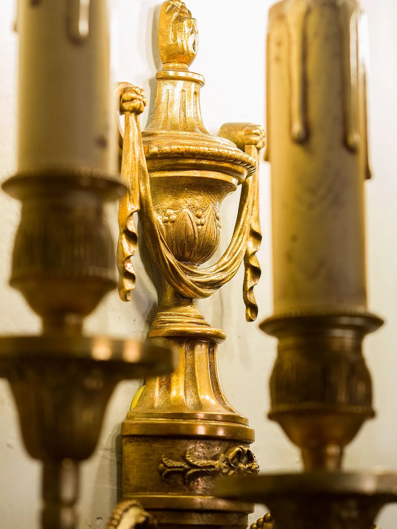 Pair of Empire style wall lights in Chiseled Bronze, 1940s 7