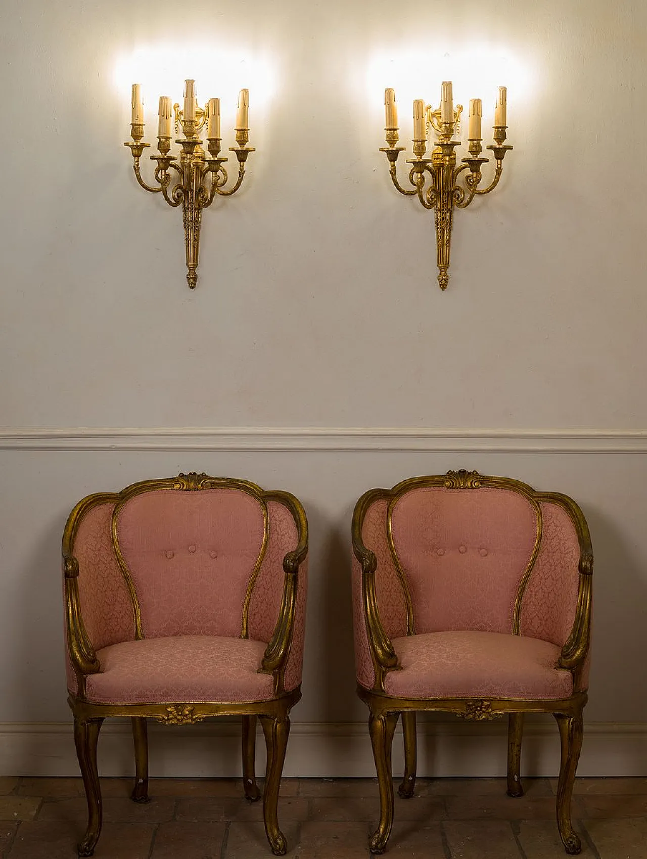 Pair of Empire style wall lights in Chiseled Bronze, 1940s 9