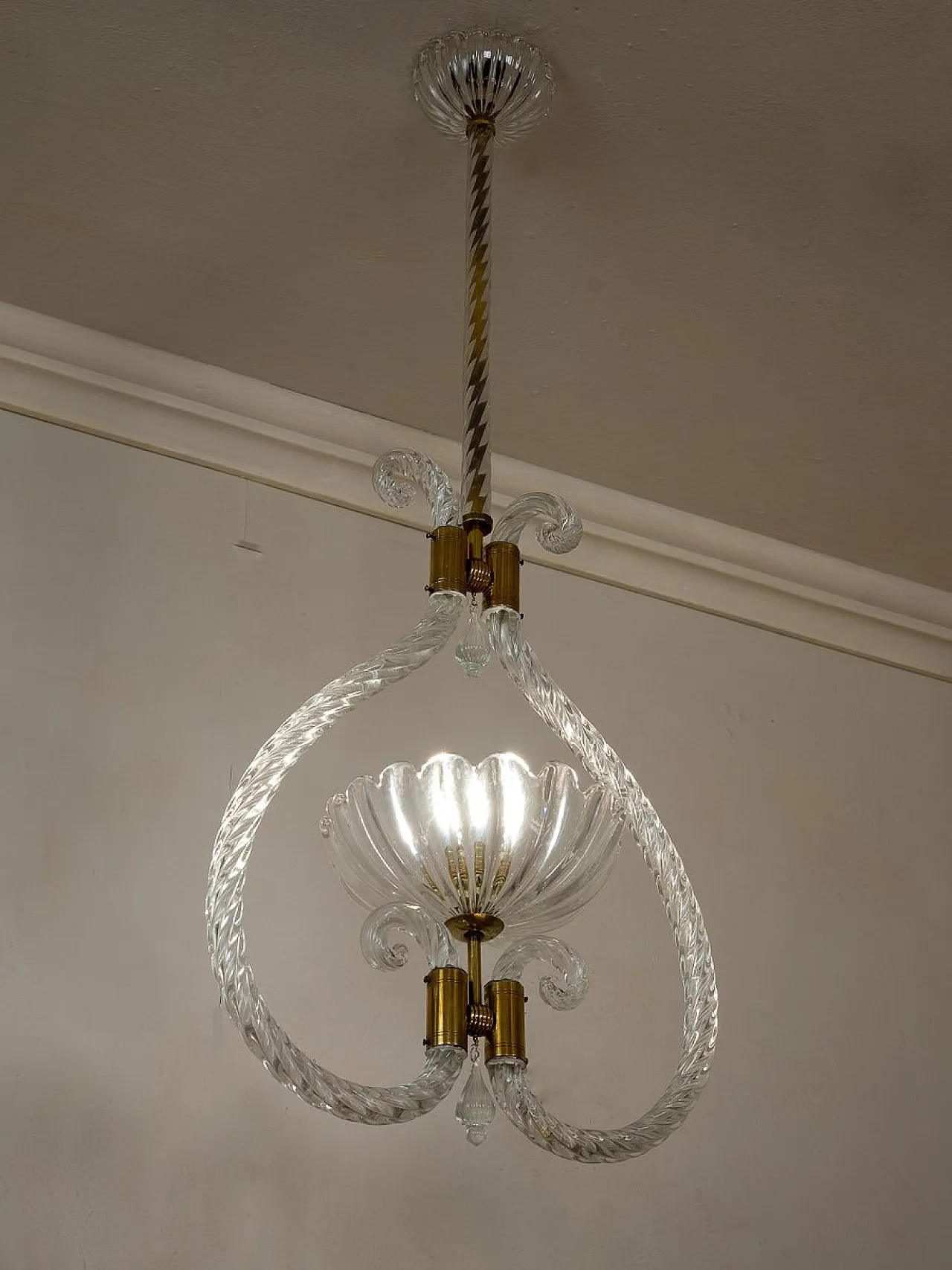 Art Deco Murano glass pendant light by Ercole Barovier, 1930s 9