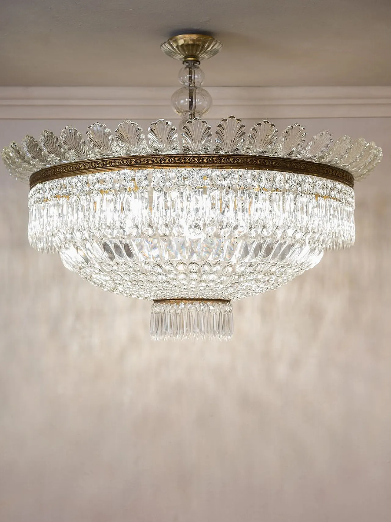 Bohemian crystal ceiling light, 1940s 10