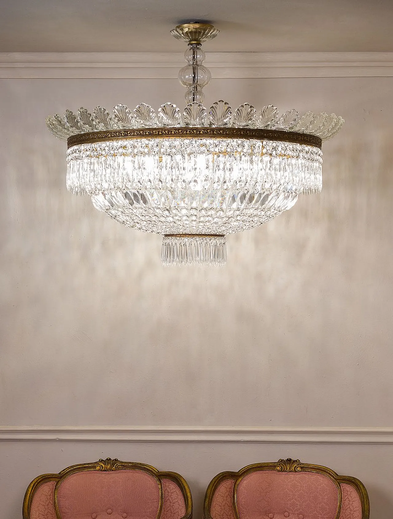 Bohemian crystal ceiling light, 1940s 14
