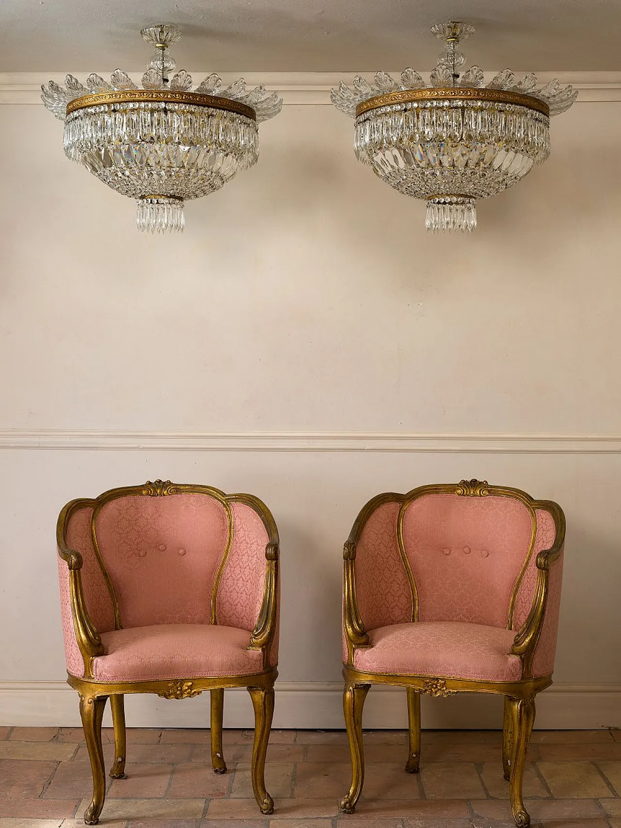 Pair of Empire style crystal hot air balloon ceiling lights, 1940s 7