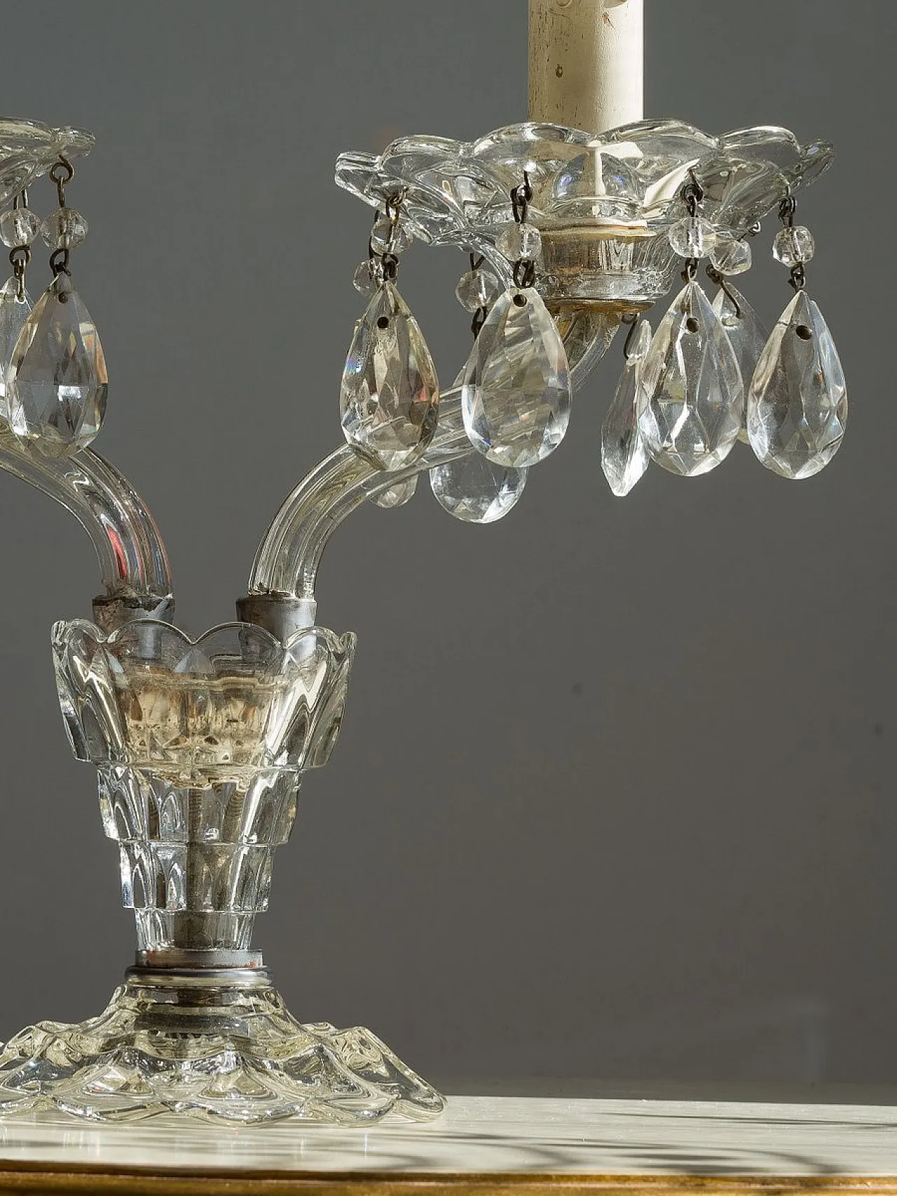 Maria Theresa style crystal table lamp with lampshades, 1940s 4