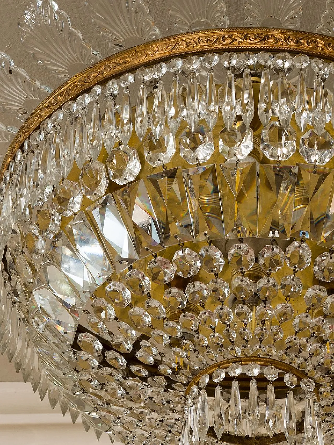 Pair of Empire style crystal hot air balloon ceiling lights, 1940s 15