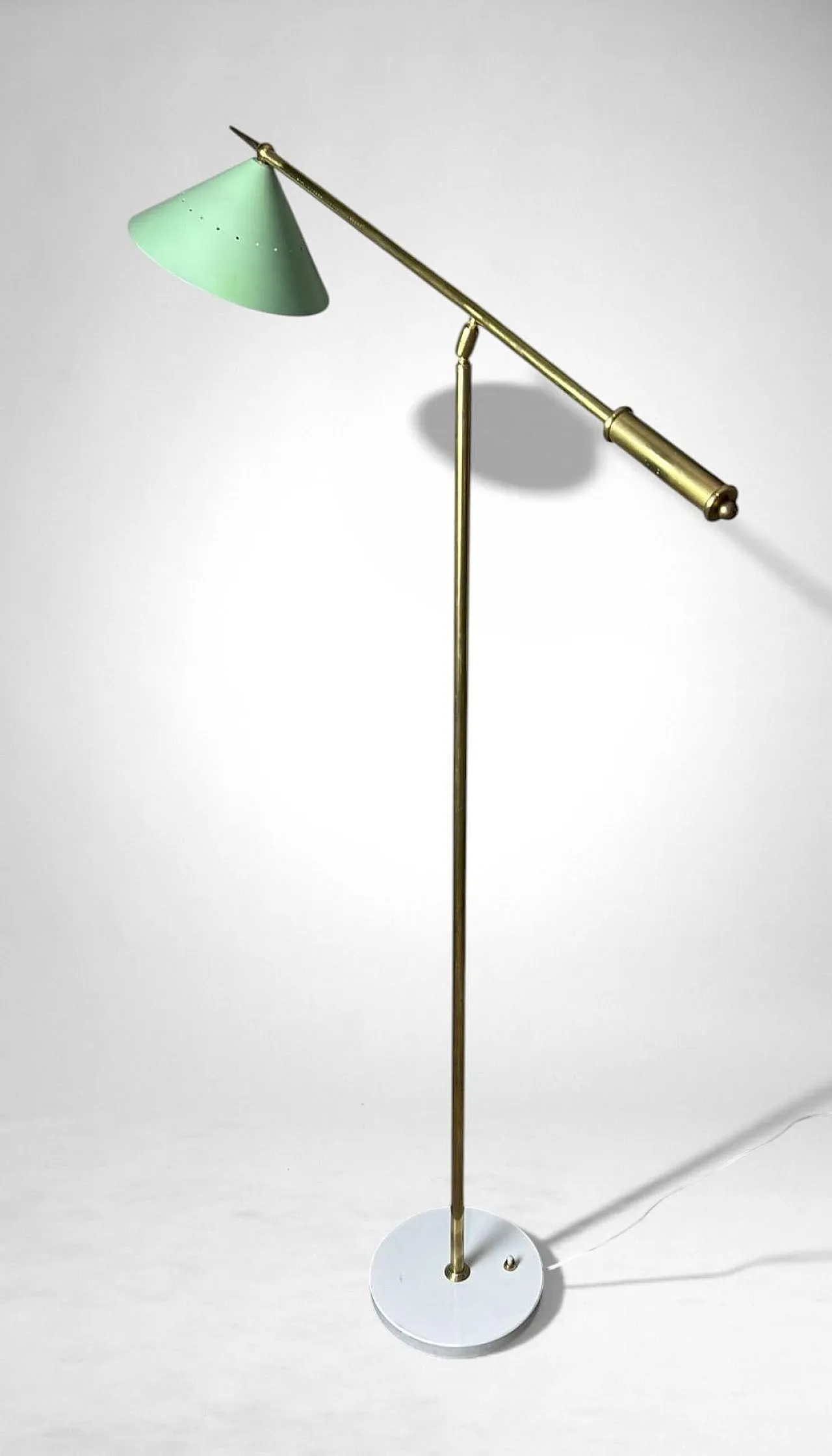 Lampada da terra regolabile in ottone con base in pietra, '900 2