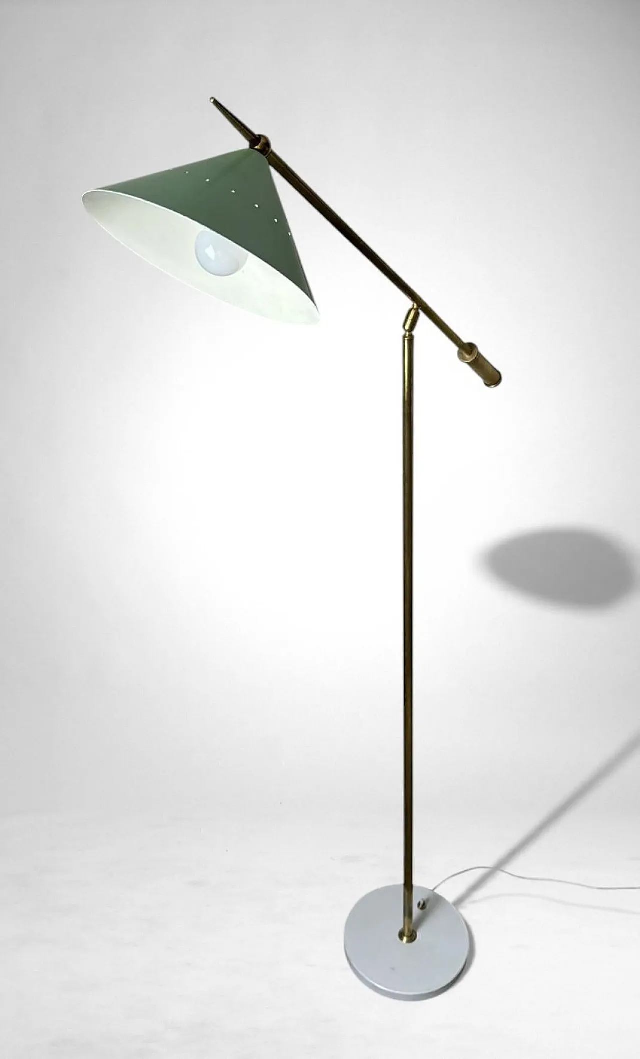 Lampada da terra regolabile in ottone con base in pietra, '900 3