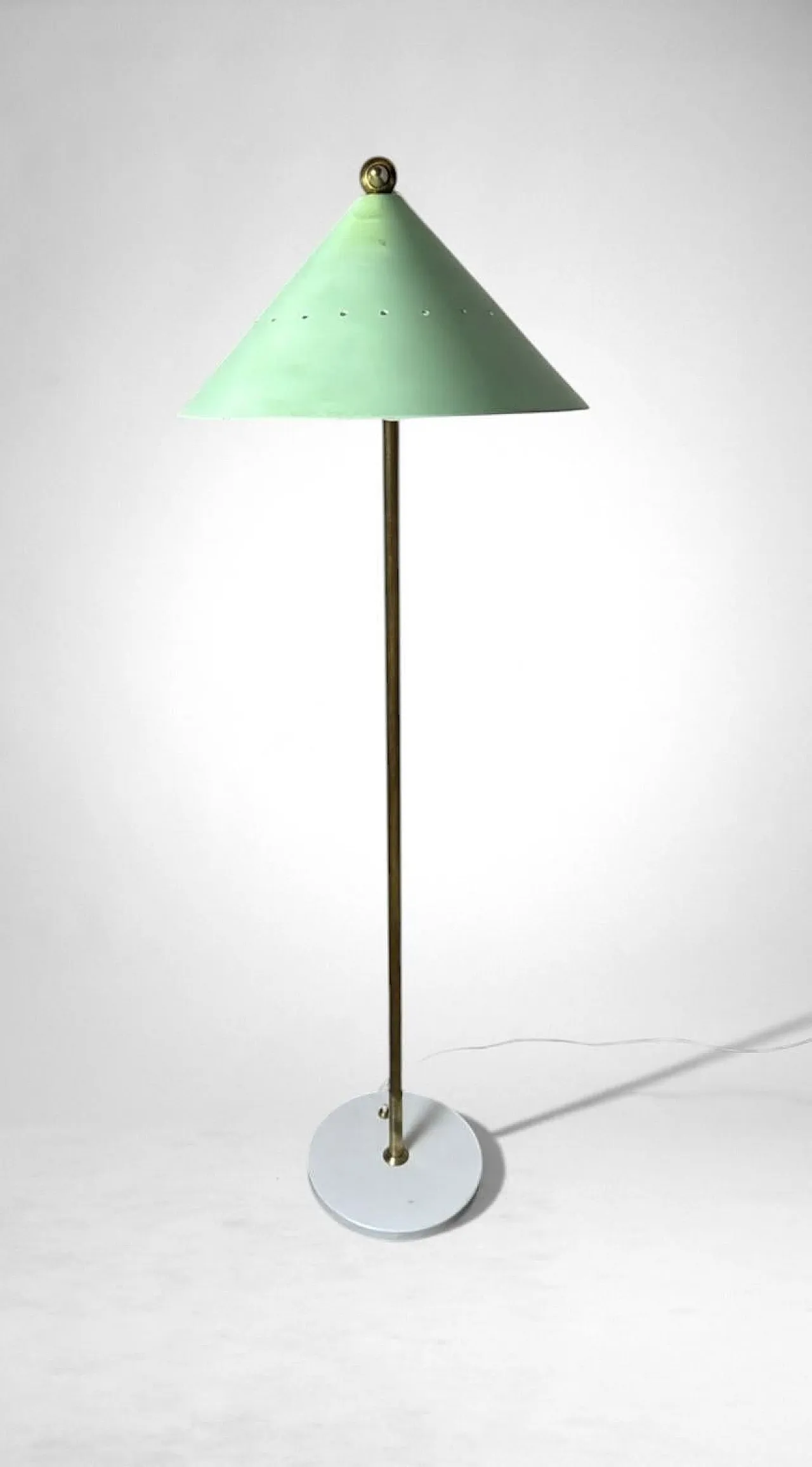 Lampada da terra regolabile in ottone con base in pietra, '900 4