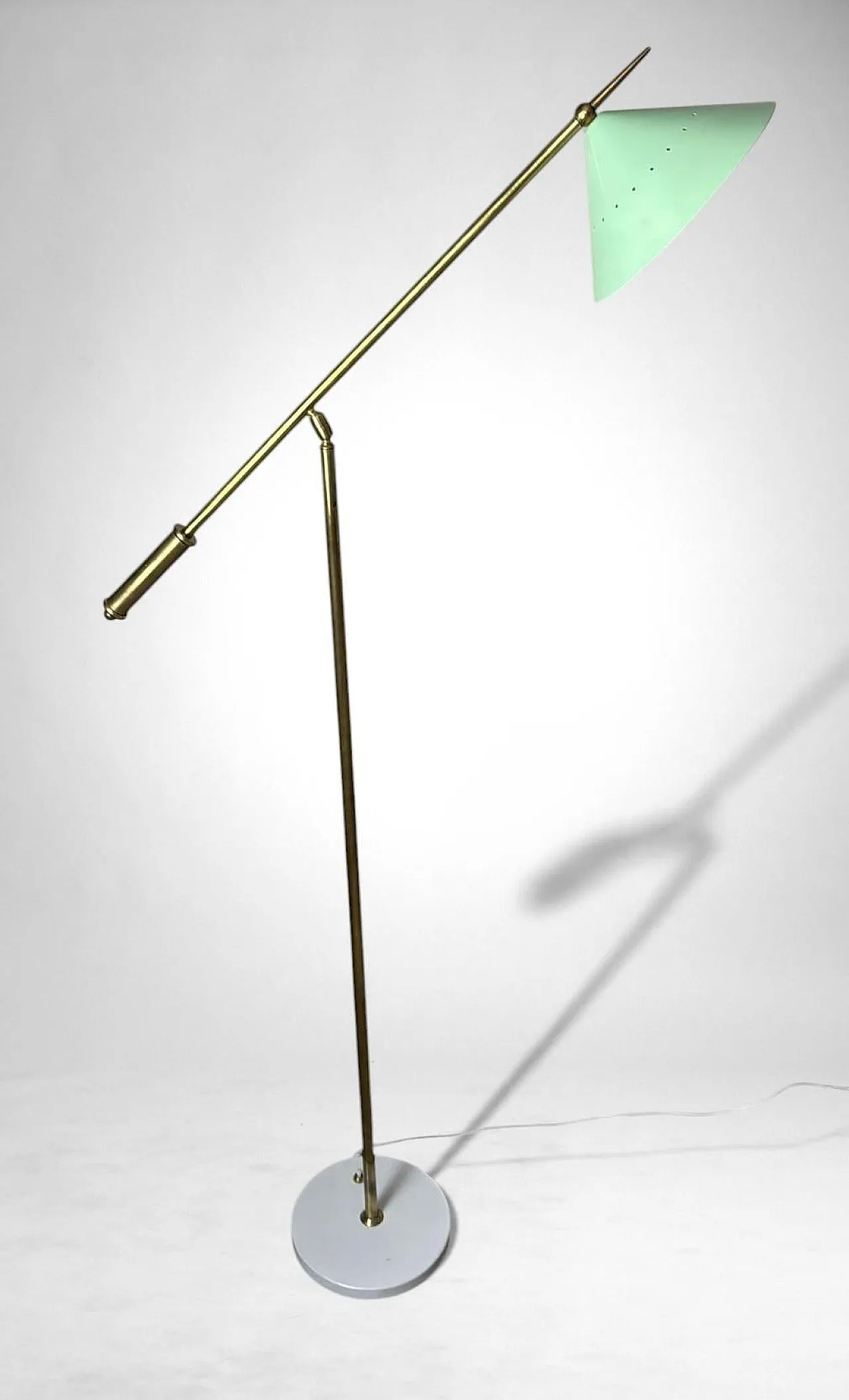 Lampada da terra regolabile in ottone con base in pietra, '900 5