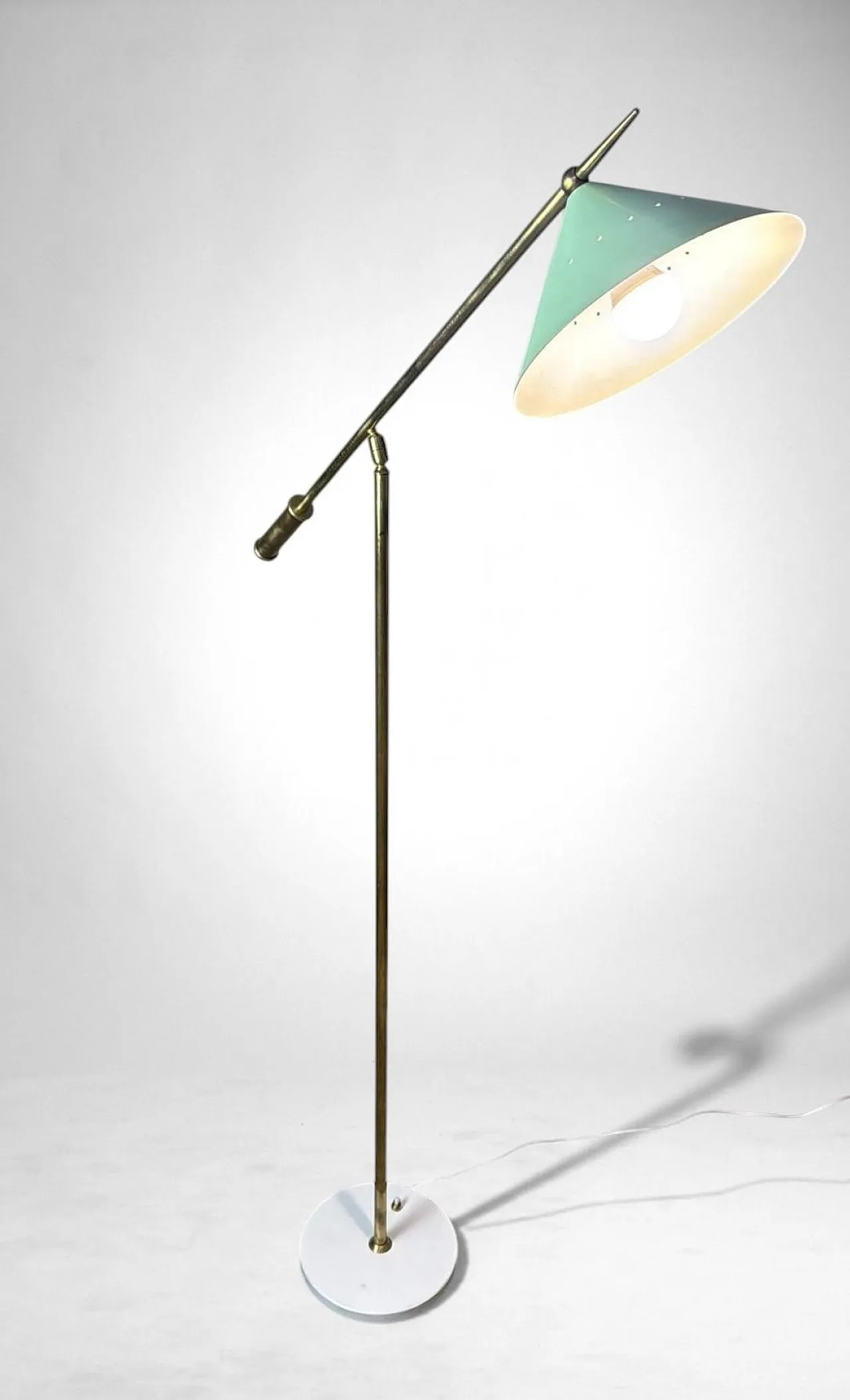 Lampada da terra regolabile in ottone con base in pietra, '900 6