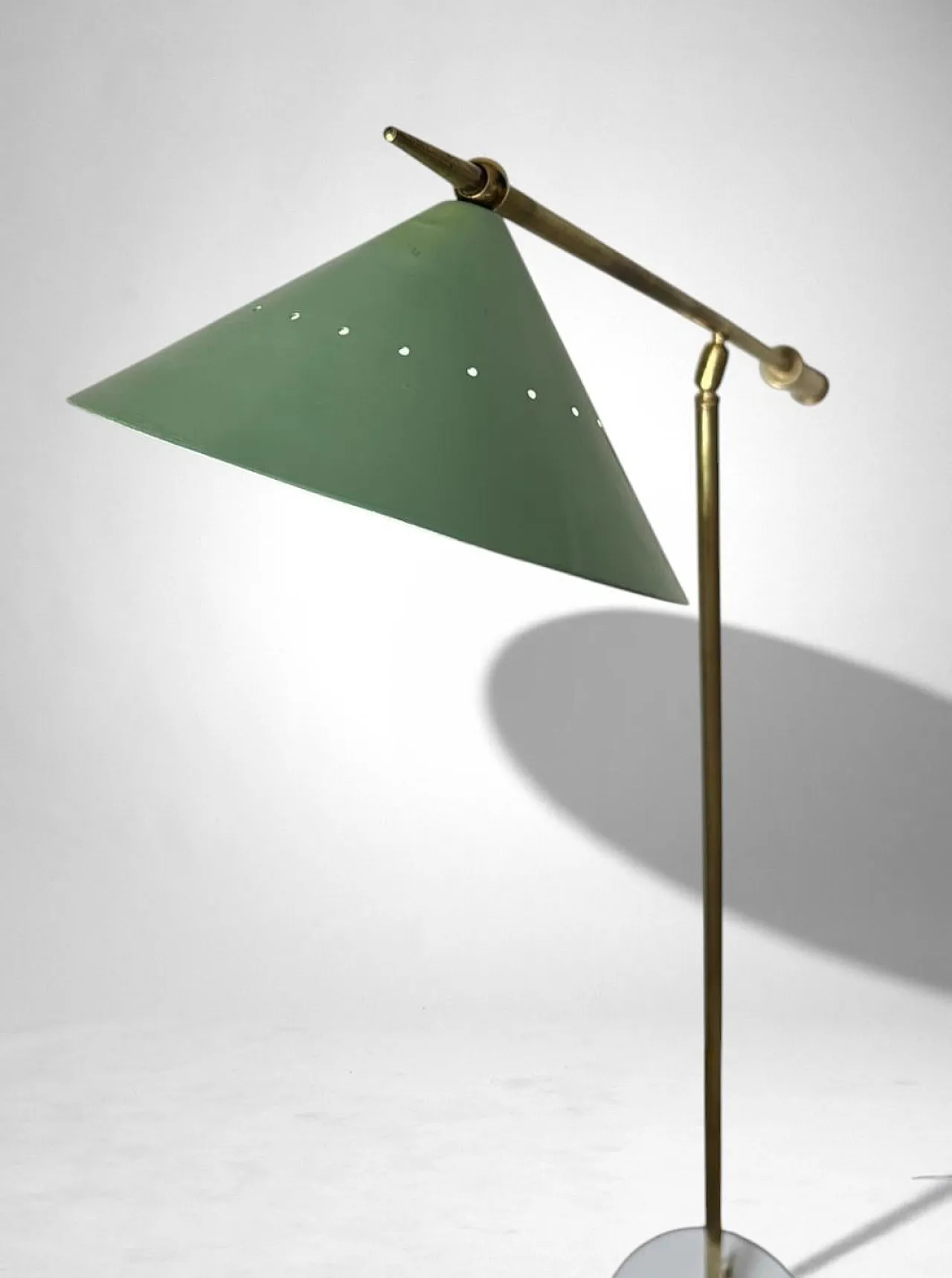 Lampada da terra regolabile in ottone con base in pietra, '900 11