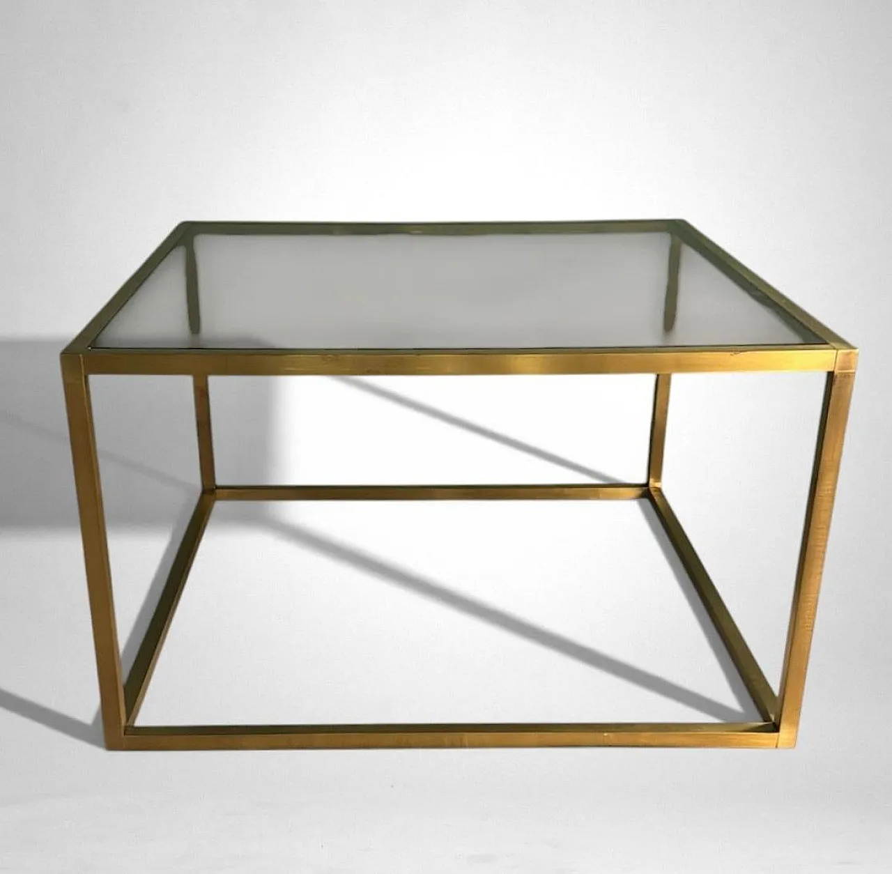 Willy Rizzo style brass and smoked glass coffee table, 20th century 6