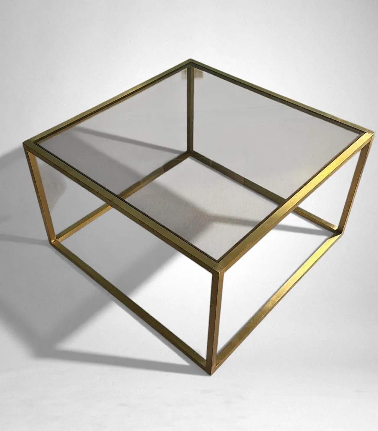 Willy Rizzo style brass and smoked glass coffee table, 20th century 8