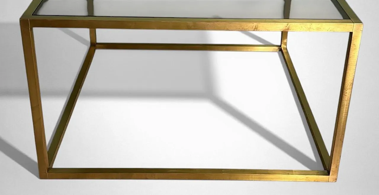 Willy Rizzo style brass and smoked glass coffee table, 20th century 11