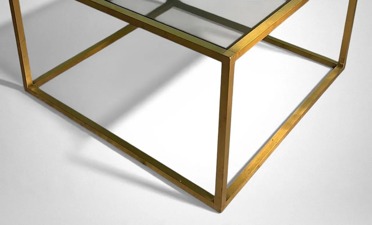 Willy Rizzo style brass and smoked glass coffee table, 20th century 12