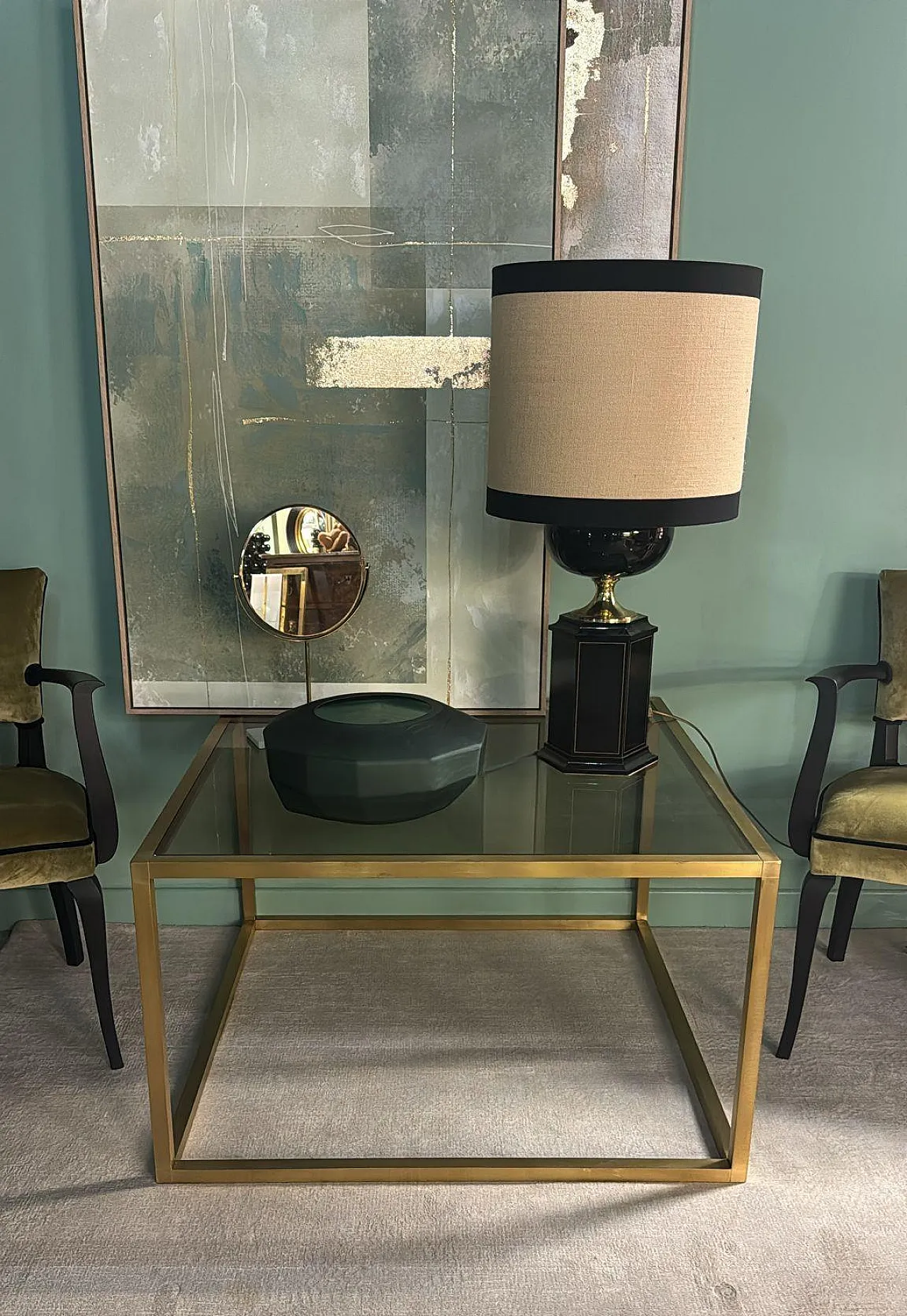 Willy Rizzo style brass and smoked glass coffee table, 20th century 16