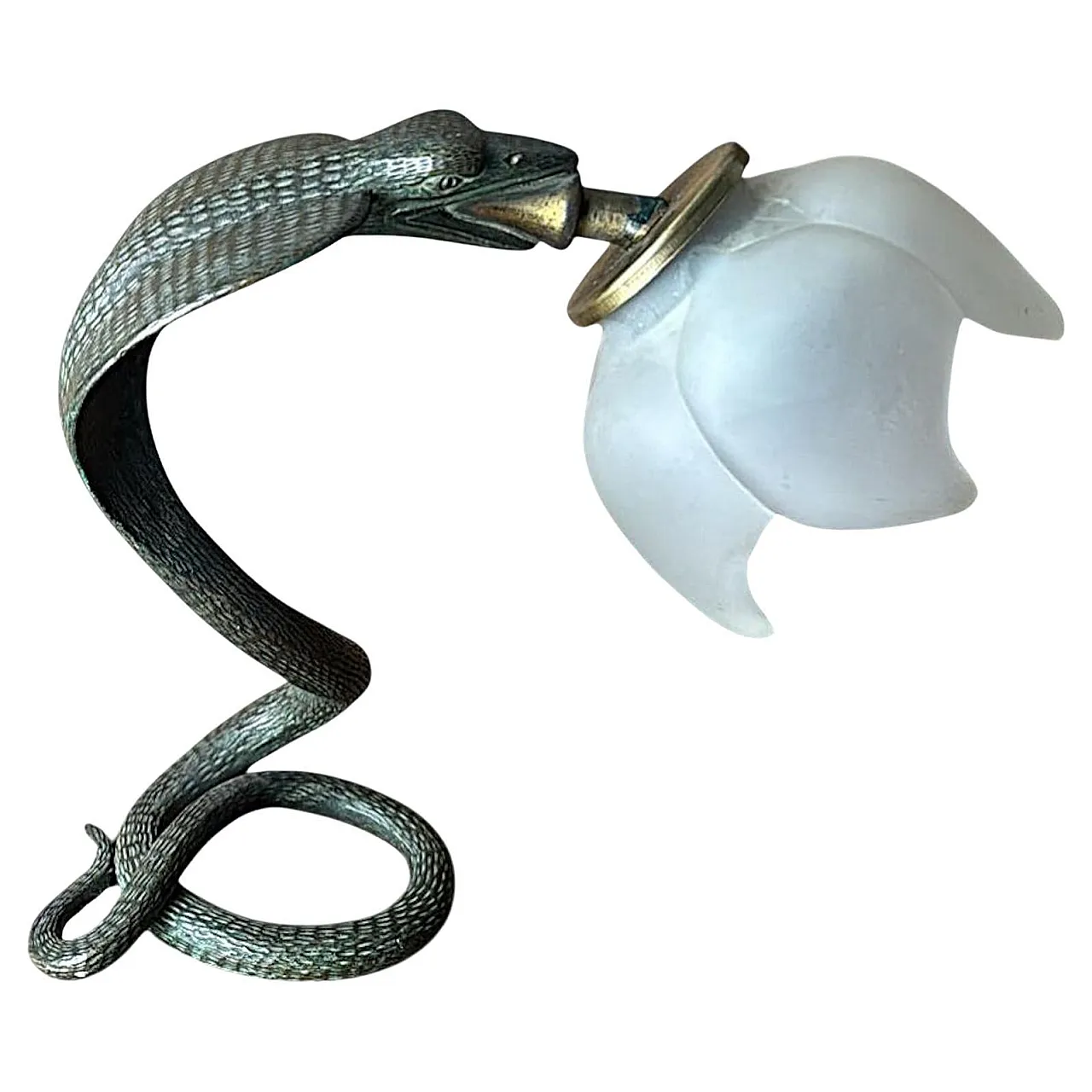 Art Deco table lamp in metal and frosted glass, 1930s 1