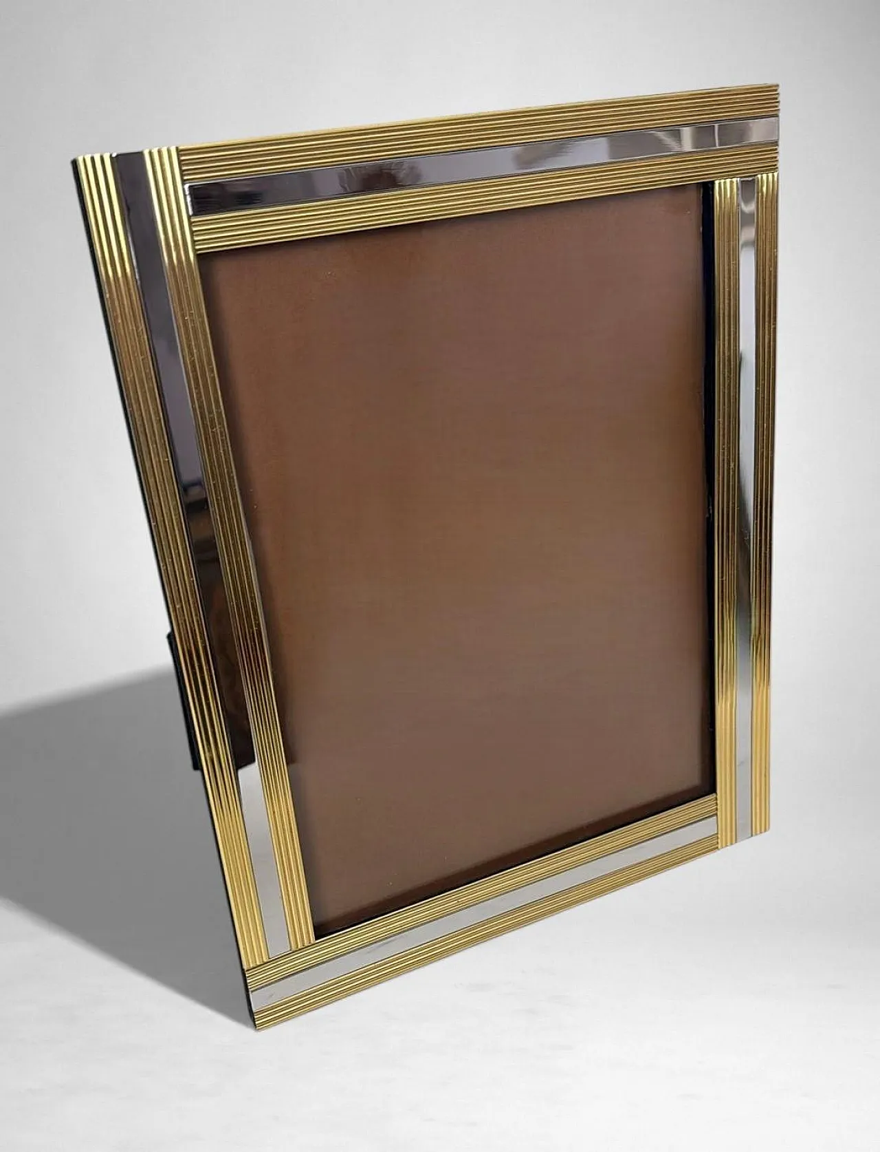 Romeo Rega style brass and steel picture frame, 1970s 3
