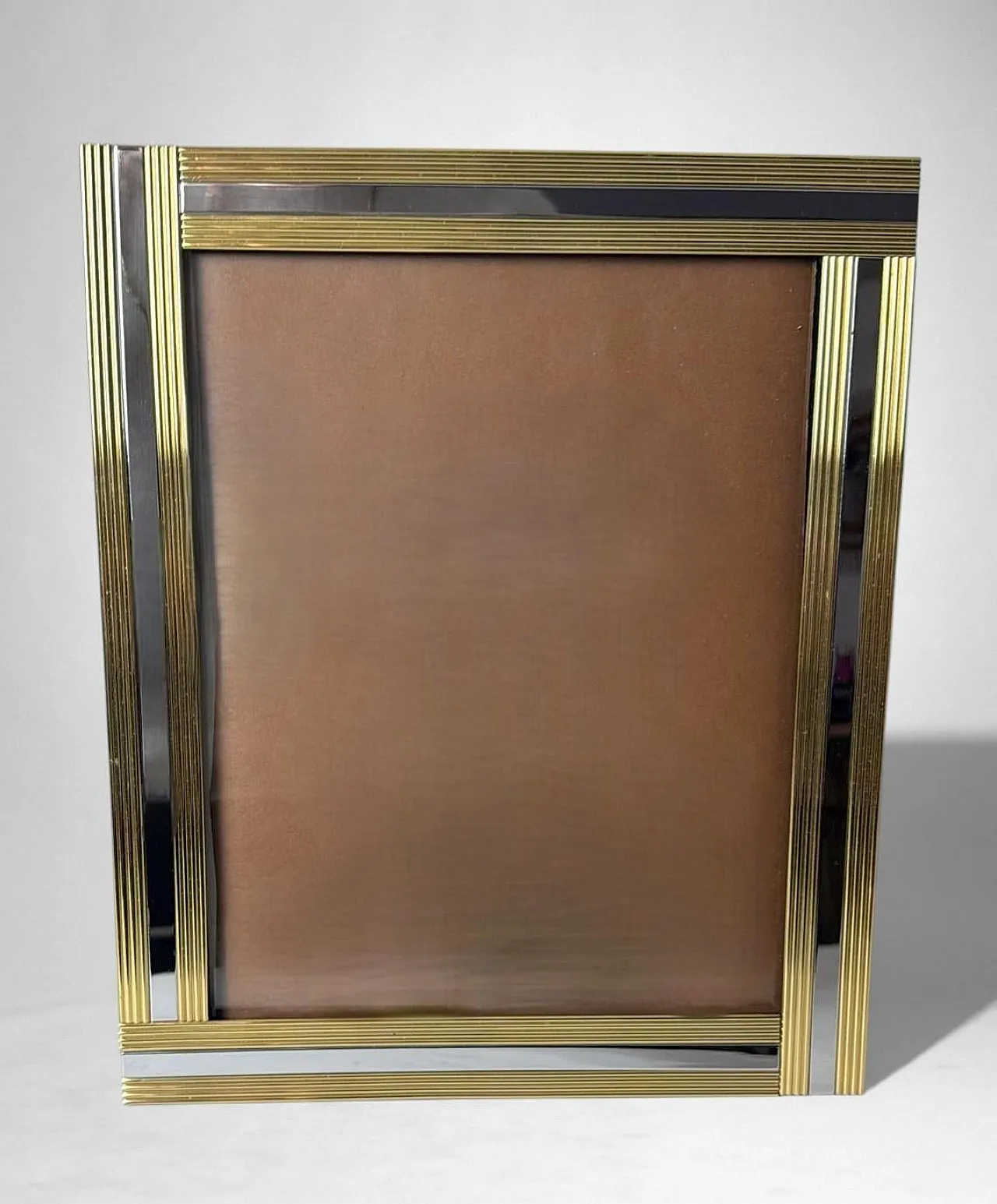Romeo Rega style brass and steel picture frame, 1970s 4