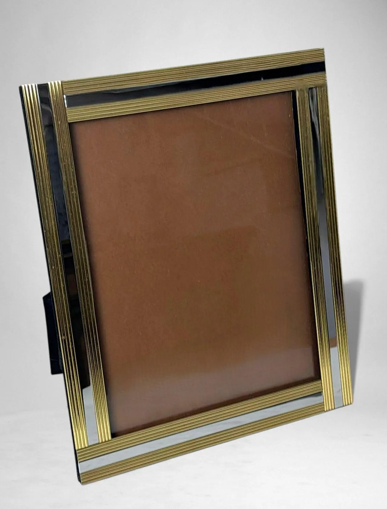 Romeo Rega style brass and steel picture frame, 1970s 5