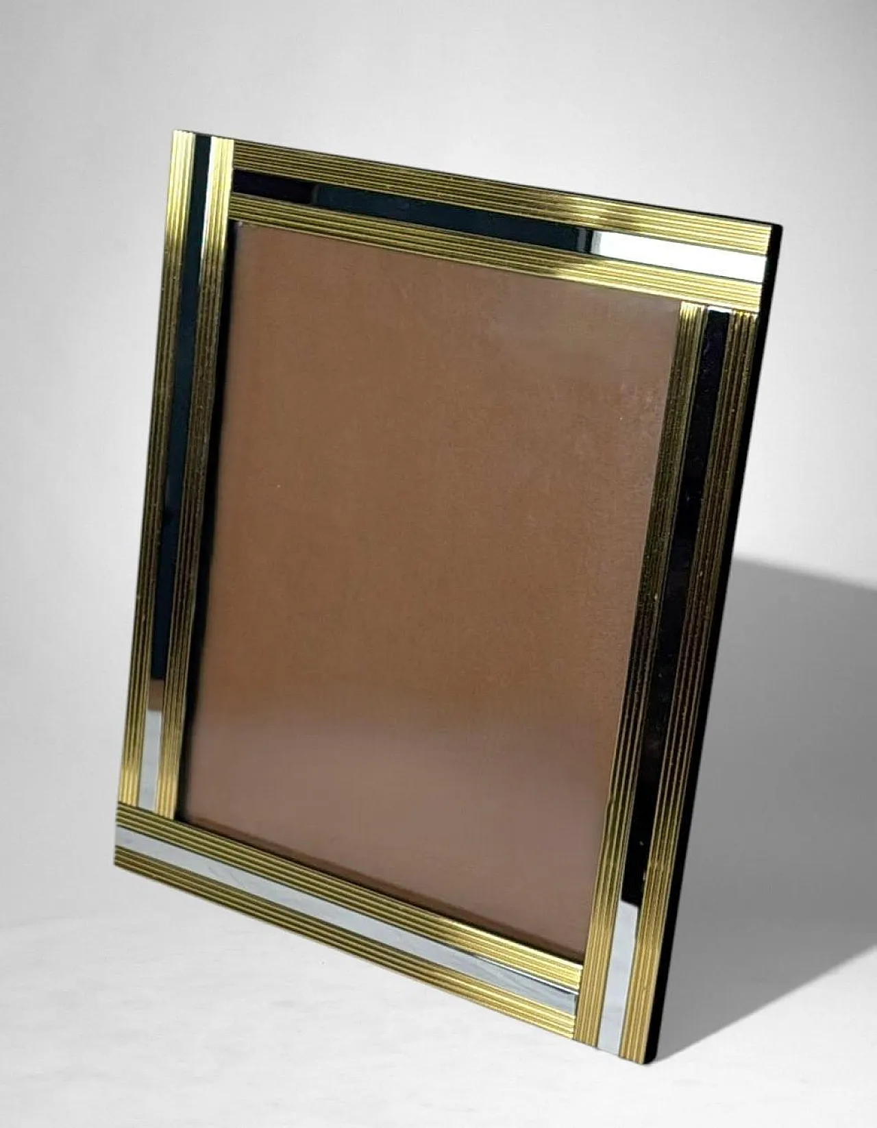 Romeo Rega style brass and steel picture frame, 1970s 7