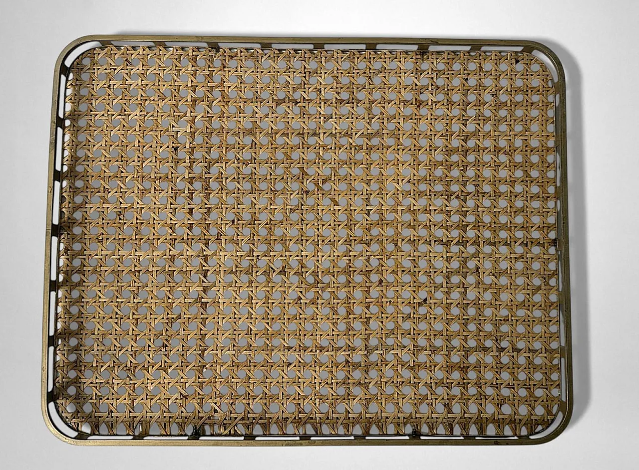 Vassoio in lucite e paglia di Vienna in stile Christian Dior, '900 6
