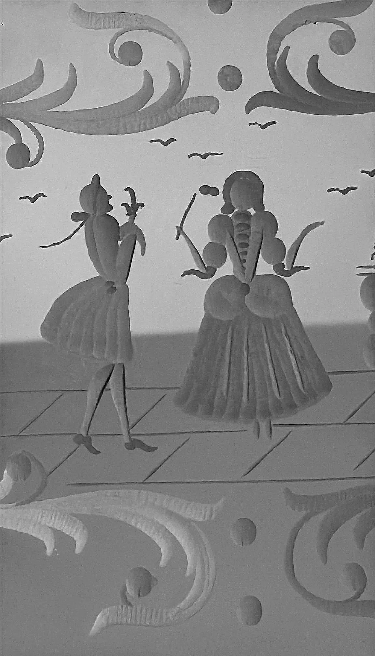 Murano vanity tray with hand-engraved mirror, 20th century 11