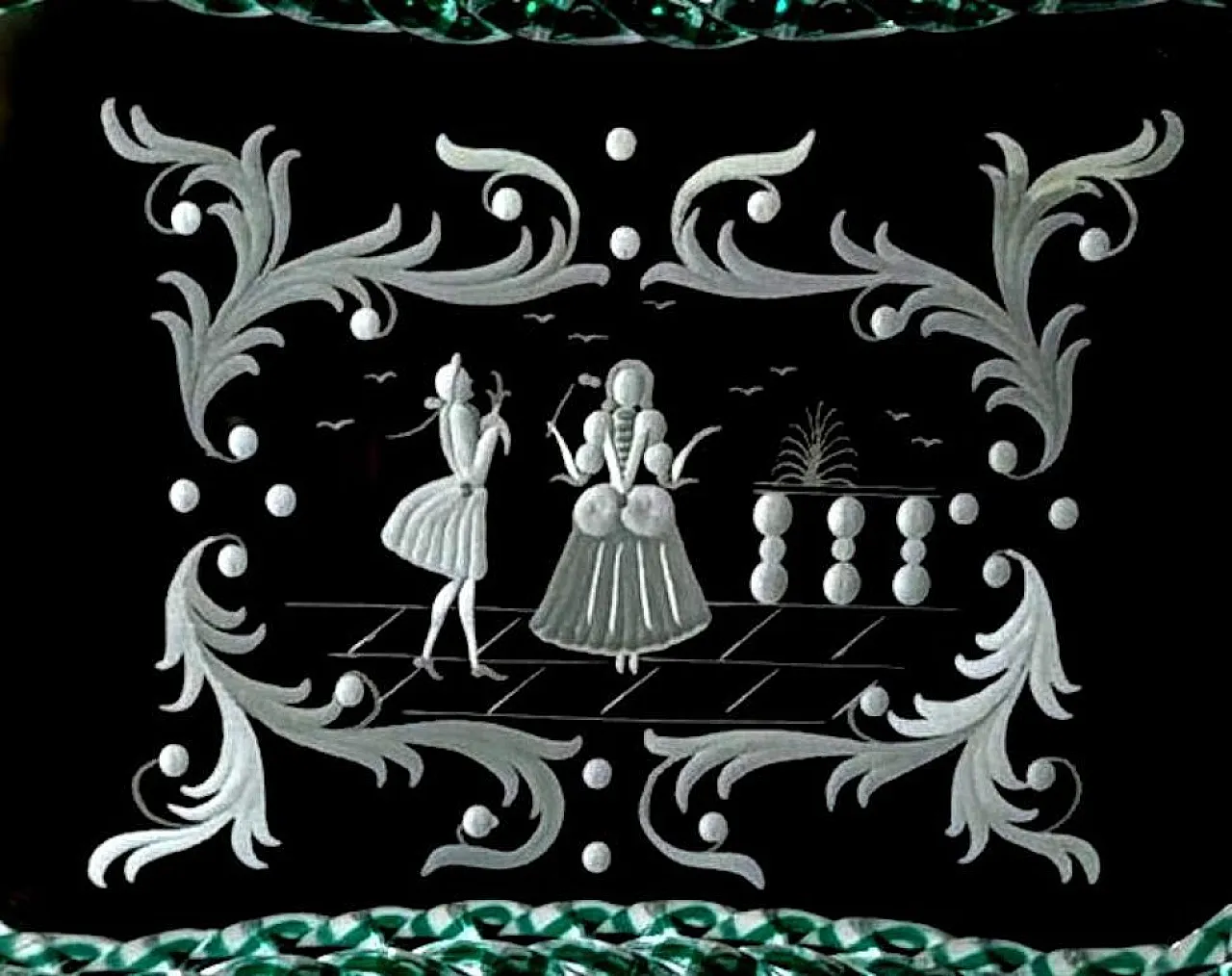 Murano vanity tray with hand-engraved mirror, 20th century 12