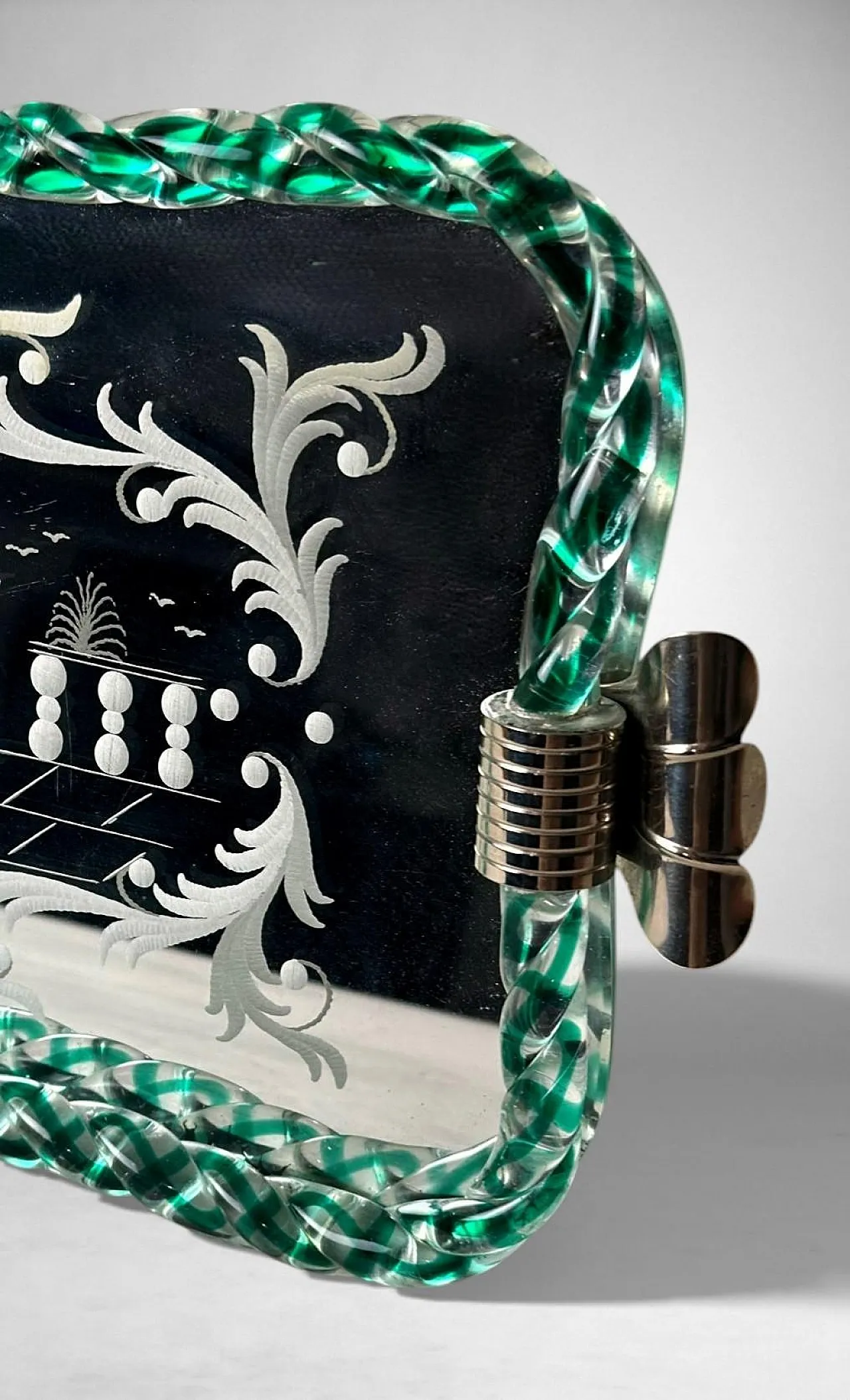 Murano vanity tray with hand-engraved mirror, 20th century 13