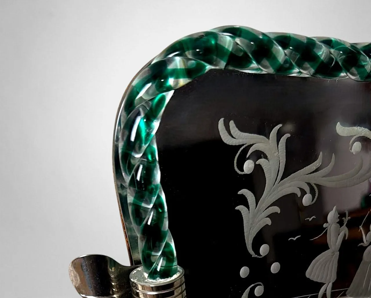 Murano vanity tray with hand-engraved mirror, 20th century 14