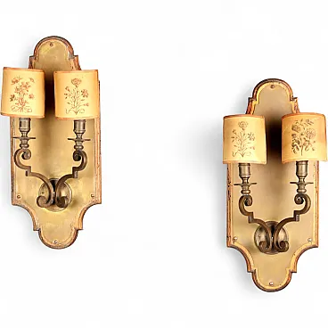 Coppia di applique in bronzo e metallo, '900
