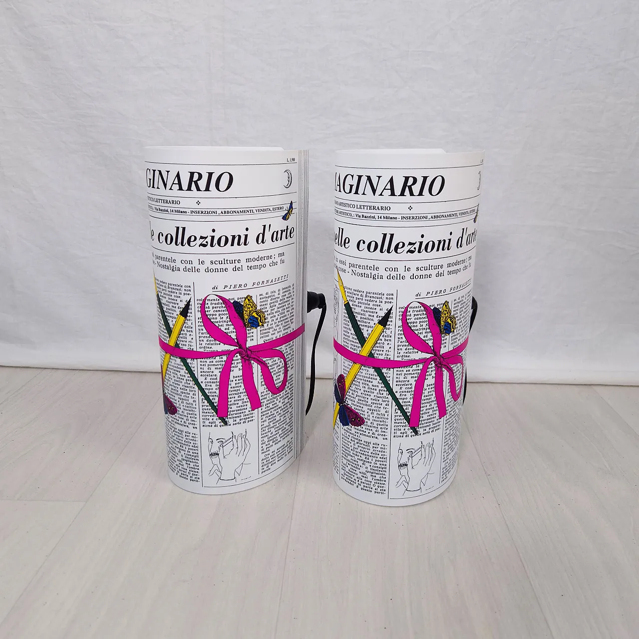 Pair of table lamps L'immaginario by Fornasetti, 90s 1