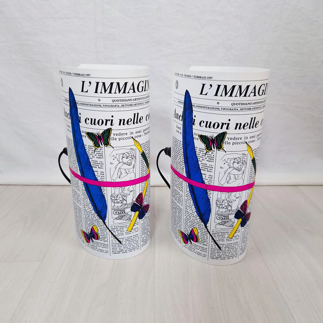 Pair of table lamps L'immaginario by Fornasetti, 90s 2