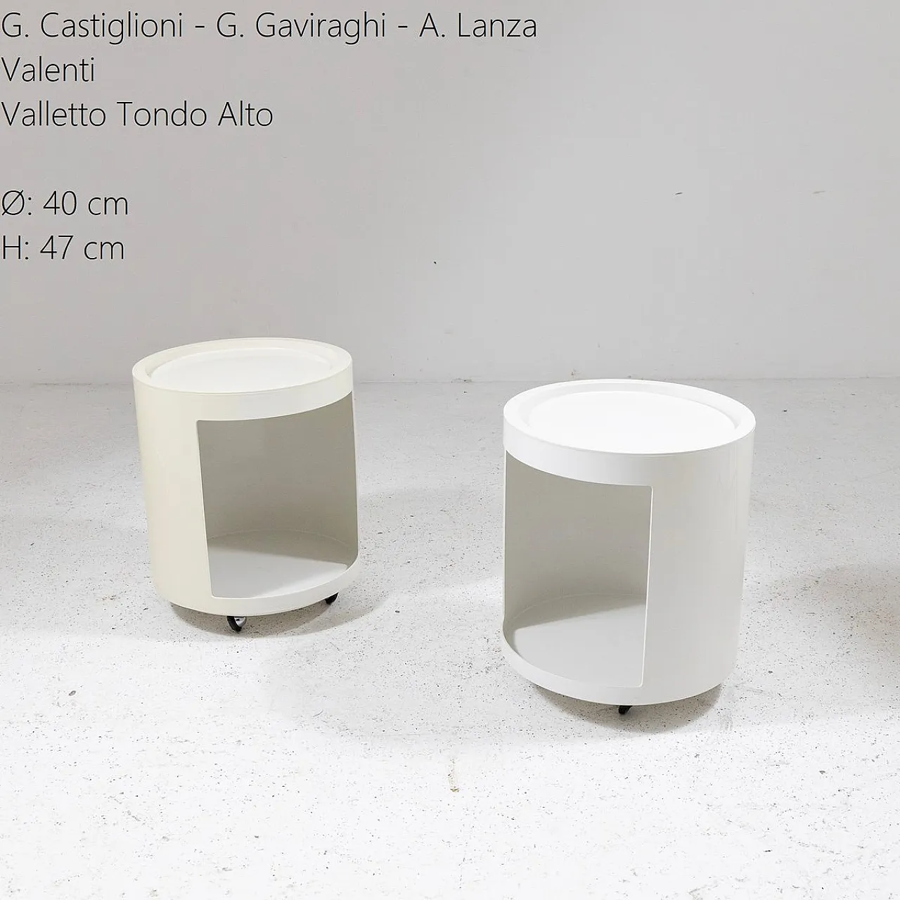 Paoir of Valletto Tondo Alto Containers on Wheels from Valenti, 1970s 6