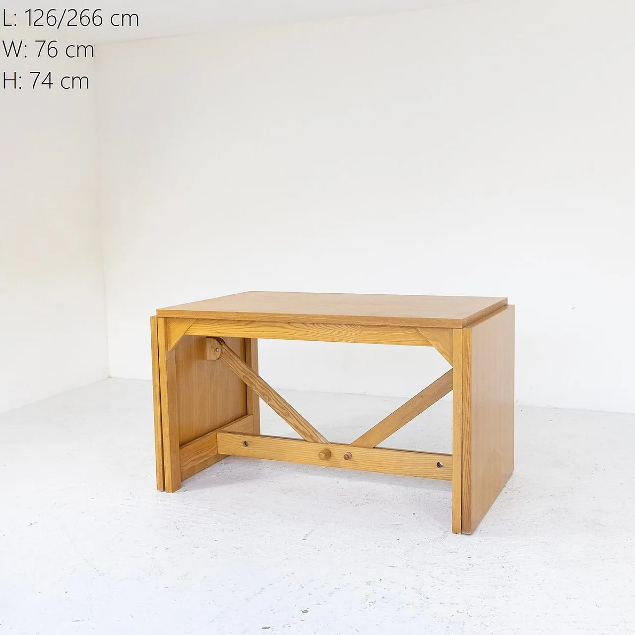 Extendable ash wood table, 1960s 8