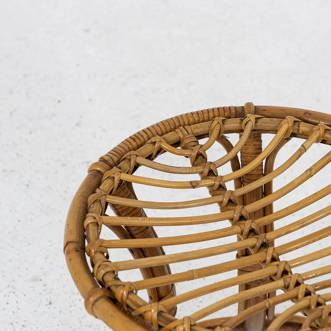 Pair of bamboo and woven rattan stools, 1970s 4