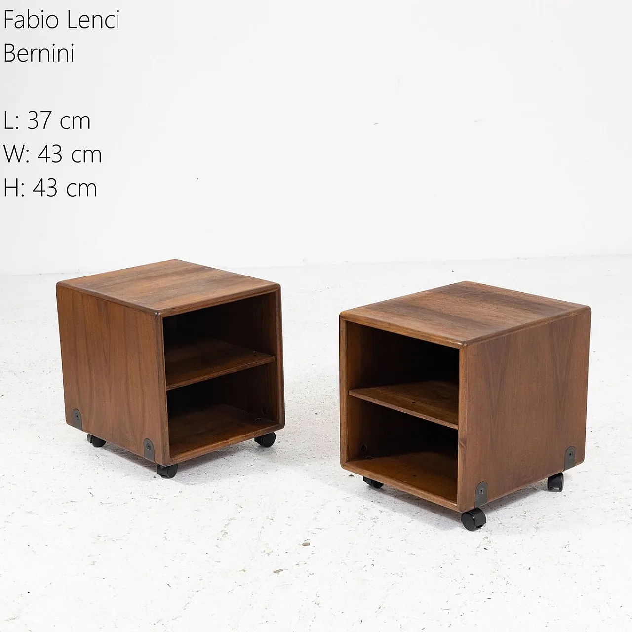 Pair of bedside tables on wheels by Fabio Lenci for Bernini, 1960s 3