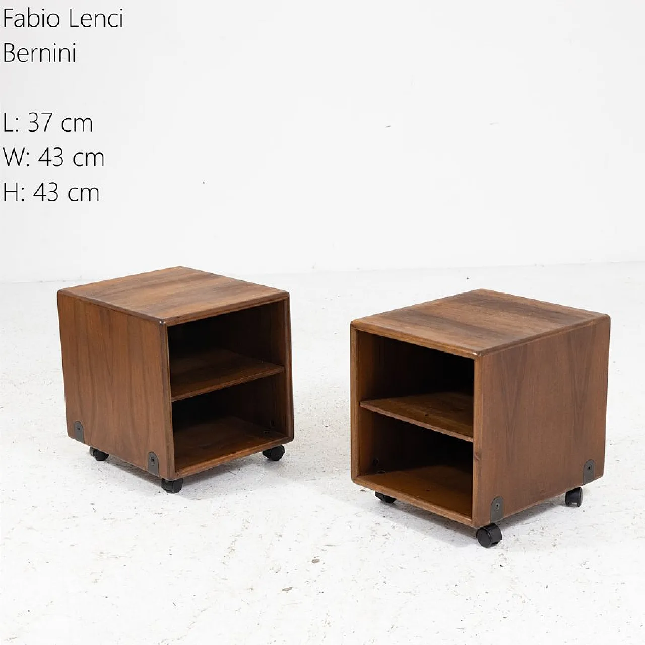 Pair of bedside tables on wheels by Fabio Lenci for Bernini, 1960s 6