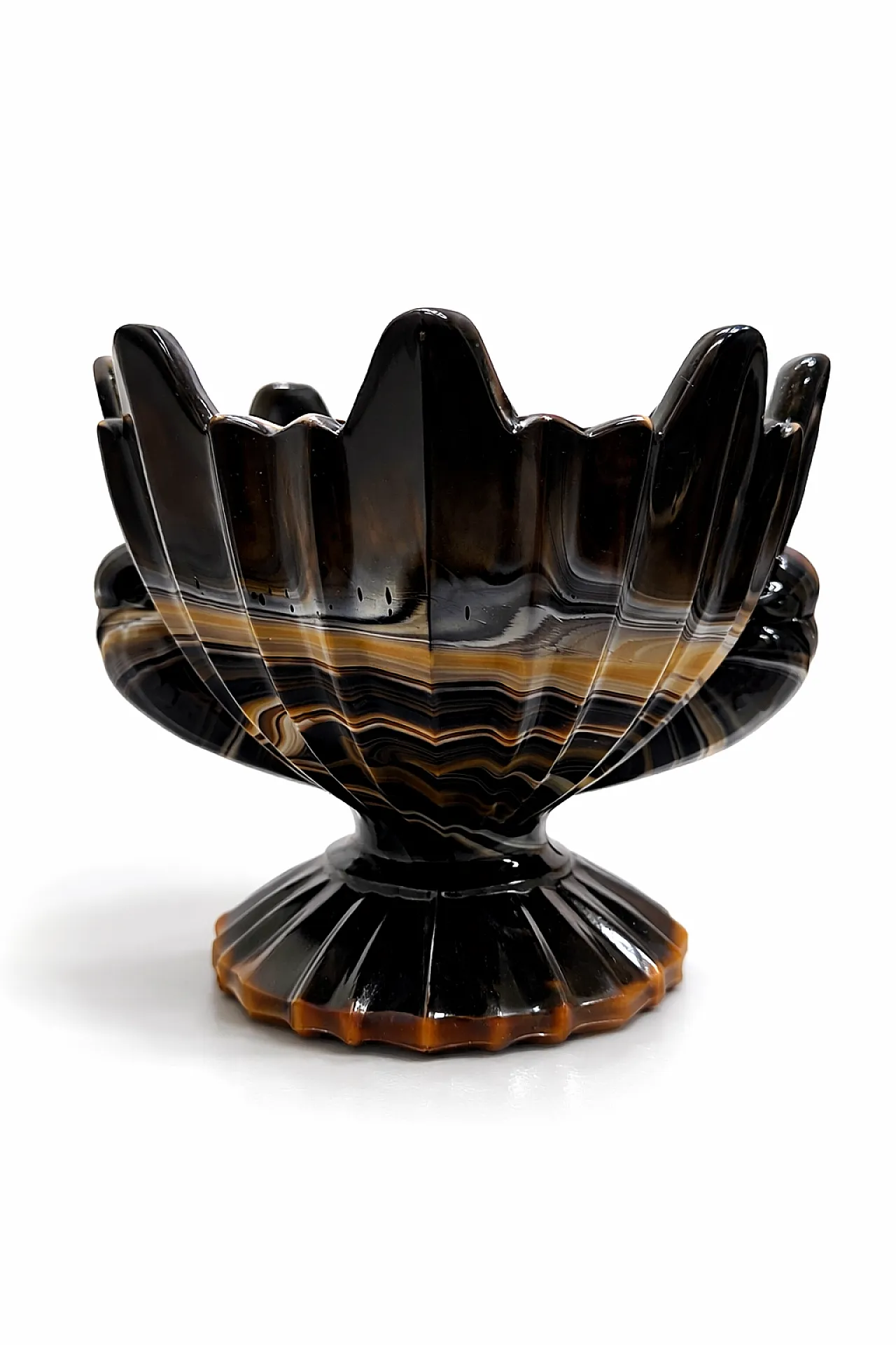 Art Deco Onyx Glass Centerpiece Bowl by STS Abel Zagreb, 1930s 1