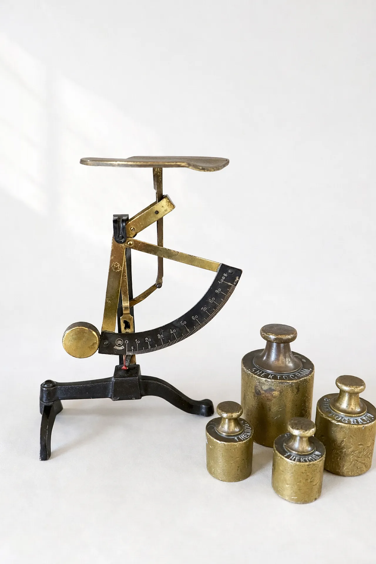 German Letter Scale by Drgm with Brass Weights Set, Early 20th c. 1