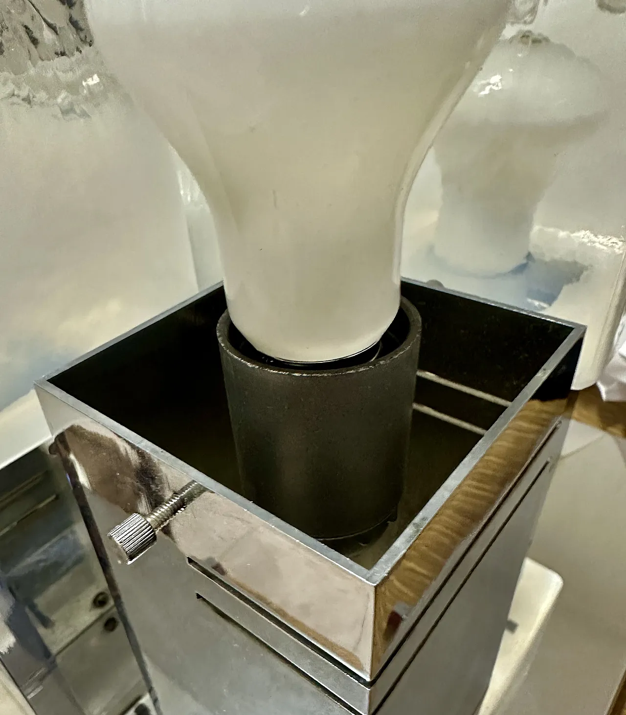Brutalist ceiling light by Gaetano Sciolari ice Glass and Chrome, 70s 15