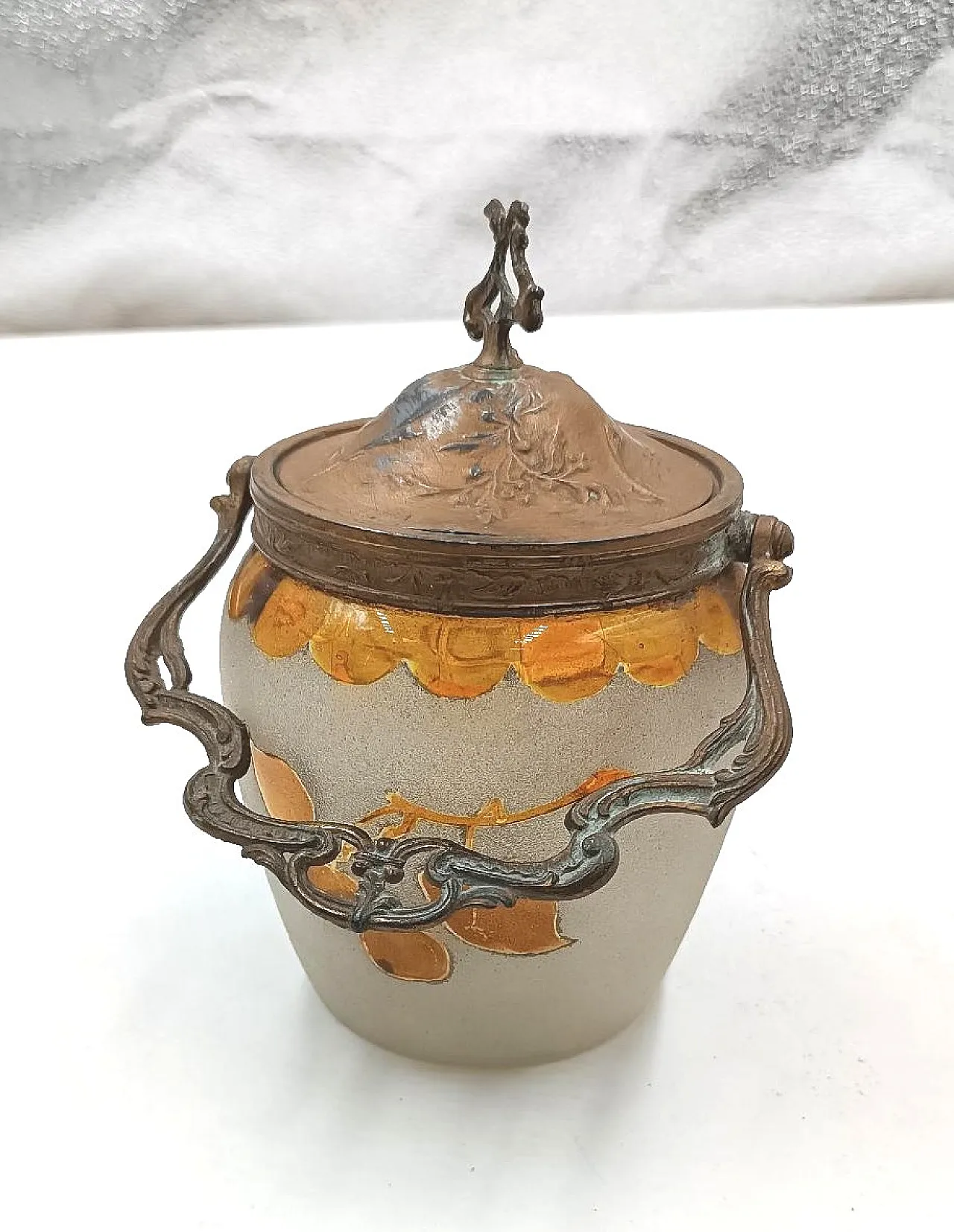 Satin glass cookie holder, early 20th century 2